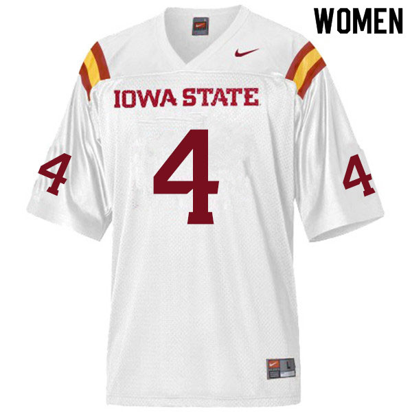 Iowa State Cyclones Women's #4 Johnnie Lang Nike NCAA Authentic White College Stitched Football Jersey UJ42N81GG